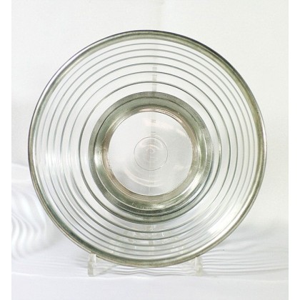 Antique Design Glass Bowl Solid Pewter Base and Rim, Brescia Peltro Italy