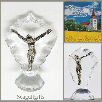 Crystal Jesus Religious Figurine with Gospel CD
