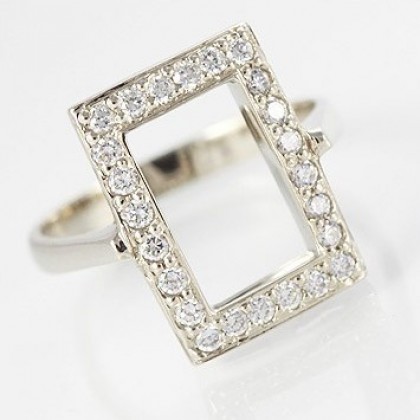9ct White Gold Dress Ring with Diamond Cz