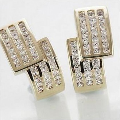 Solid 9ct Gold Simulated Diamond Huggie Earrings