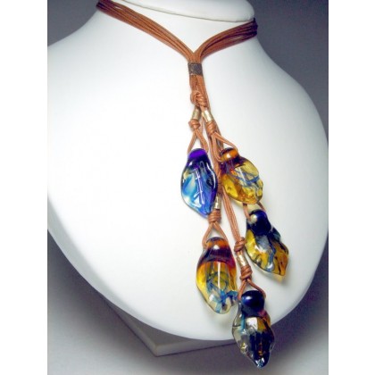 Designer Necklace Janart Fused Glass Necklace Made In Israel 