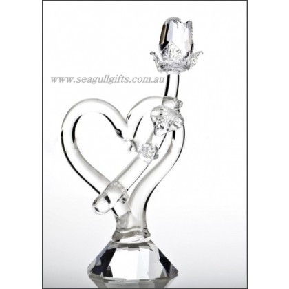 Crystal Heart and Rose Ornament