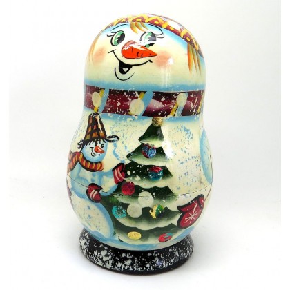 Snowman Nesting Doll with Christmas Tree Ornaments