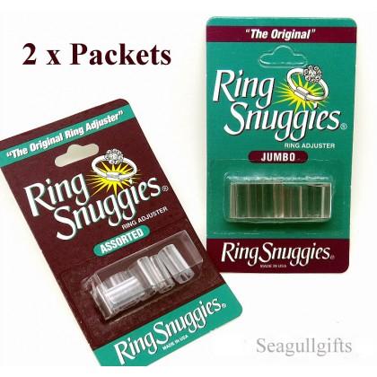 2 Packets of Ring Snuggies, Assorted and Jumbo Size, Ring Resizing Solution 