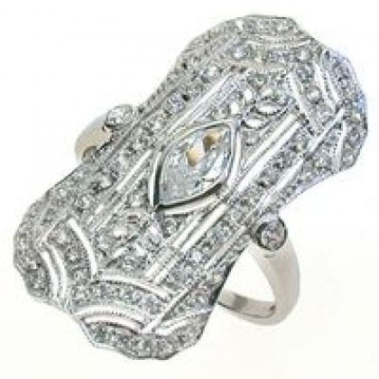 Sterling Silver Ring, Fancy Filigree Look with Cubic Zirconia