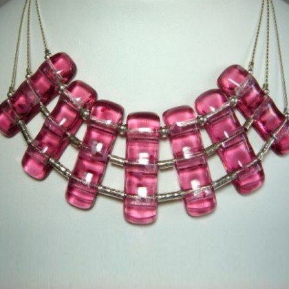 Designer Jewellery Necklace,Jan Art Fused Glass and  Sterling Silver