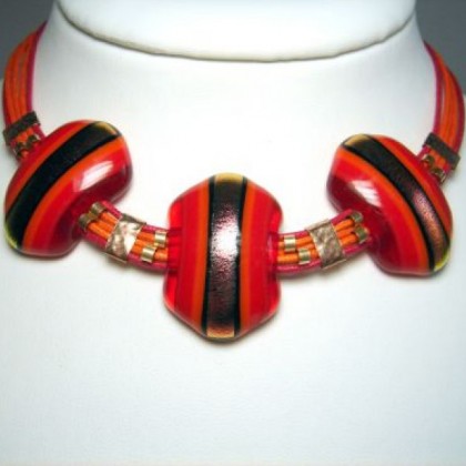 Designer Necklace, Fused Glass Jewellery, Made in Israel by Jan Art