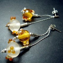 Loading image - Soft Colored Fused Glass Drop Earrings by Jan Art Israel