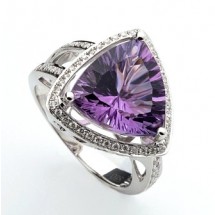 Loading image -  Amethyst and Diamond Cocktail, Engagement Ring, 18 ct Solid White Gold 