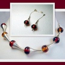 Loading image - Fused Glass Jewellery Necklace and Earring Set Janart Israel