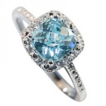 Antique Style 925 Sterling Blue Simulated Diamond Engagement Ring