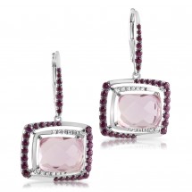 Loading image - Pink Amethyst Diamond  White Gold Earring