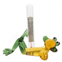 Loading image - Art Glass Figurine Laying Frog with Thermometer