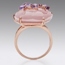 Loading image - 18ct Rose Gold Pink Quarts Diamond Cocktail Ring 