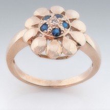 Loading image - 9ct Gold  Sapphire and Diamond Floral Ring