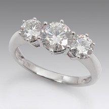 Loading image - Diamond Moissanite 3 Stone Dress Ring 18ct White Gold 