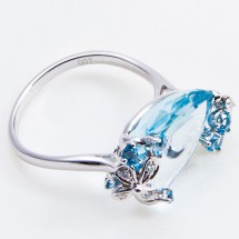 Loading image - 18k Diamond and Blue Topaz Cocktail Ring 
