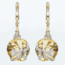 Loading image - 18ct Yellow Gold Diamond and Citrine Earrings