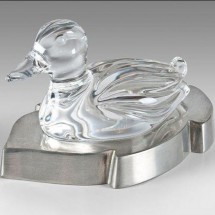 Crystal Duck Figurine on a Solid Pewter Base