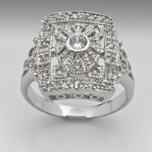 Loading image - Sterling Silver Ring, Vintage Inspired with Cz