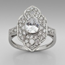 Sterling Silver Jewellery, Antique Inspired Cubic Zirconia Ring