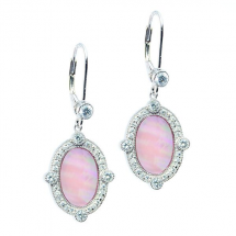 Sterling Silver Earrings Pink Mother of Pearl with Cubic Zirconia