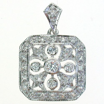 Loading image - Sterling Silver Necklace, Vintage Inspired CZ Pendant