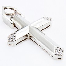 Loading image - Gold Cross Pendant with Diamonds, White Gold 9ct