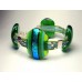 Blue Green Lampwork Glass Bracelet by JanArt