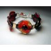 Red Fused Art Glass Bracelet with 24 ct Gold Leaf