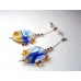Beautiful Blue Fused Art Glass Drop Earrings