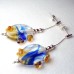 Beautiful Blue Fused Art Glass Drop Earrings