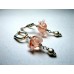 Pink  Beaded, Sterling Silver Leverback Earrings by JanArt Israel