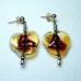 Brown and Gold Floral Design Art Glass Earrings