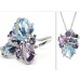 18ct Ring and Pendant set, White Gold Diamonds, Topaz Amethyst and Iolite Ring and Pendant 