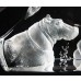 SOLD - Mats Jonasson Crystal Two Hippos Bathing Limited Edition