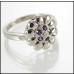 9ct White Gold Sapphire and Diamond Floral Ring 
