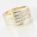 Unisex 9ct Yellow Gold Diamond Cz Dress Ring