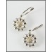 9k White Gold Citrine and Diamond Flower Shaped Hoop Earrings