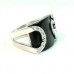 Sterling Silver Jewellery, Large Black Onyx Ring with Cubic Zirconia 