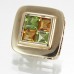 Peridot & Citrine Pendant 4 Princess Cut Gems Surrounded by 9 Ct Solid Gold