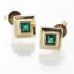 Solid 9k Gold Emerald Stud Earrings