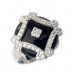 Sterling Silver Jewellery, Black Onyx Ring with CZ