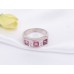 9k White Gold  Pink Tourmaline and CZ Ring