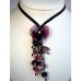 Designer Necklace, by JanArt, Fused Glass, Silk Cord and Sterling Silver Clasp 