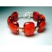 Handcrafted Deep Red Orange Fused Glass Bracelet
