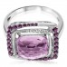 Diamond - Amethyst  Ring Solid 18ct White Gold 