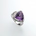  Amethyst and Diamond Cocktail, Engagement Ring, 18 ct Solid White Gold 