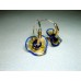 Designer Earrings, Blue Floral Art Glass with Sterling Silver