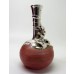 Mouth Blown Miniature Art Glass Vase, Silver Adornments